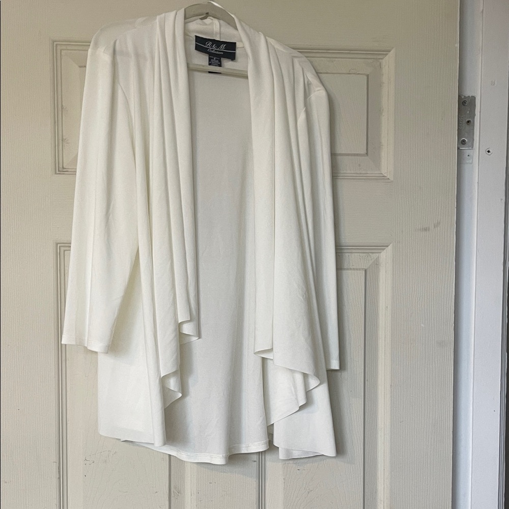 Chico's Cream Draped Open-Front Cardigan